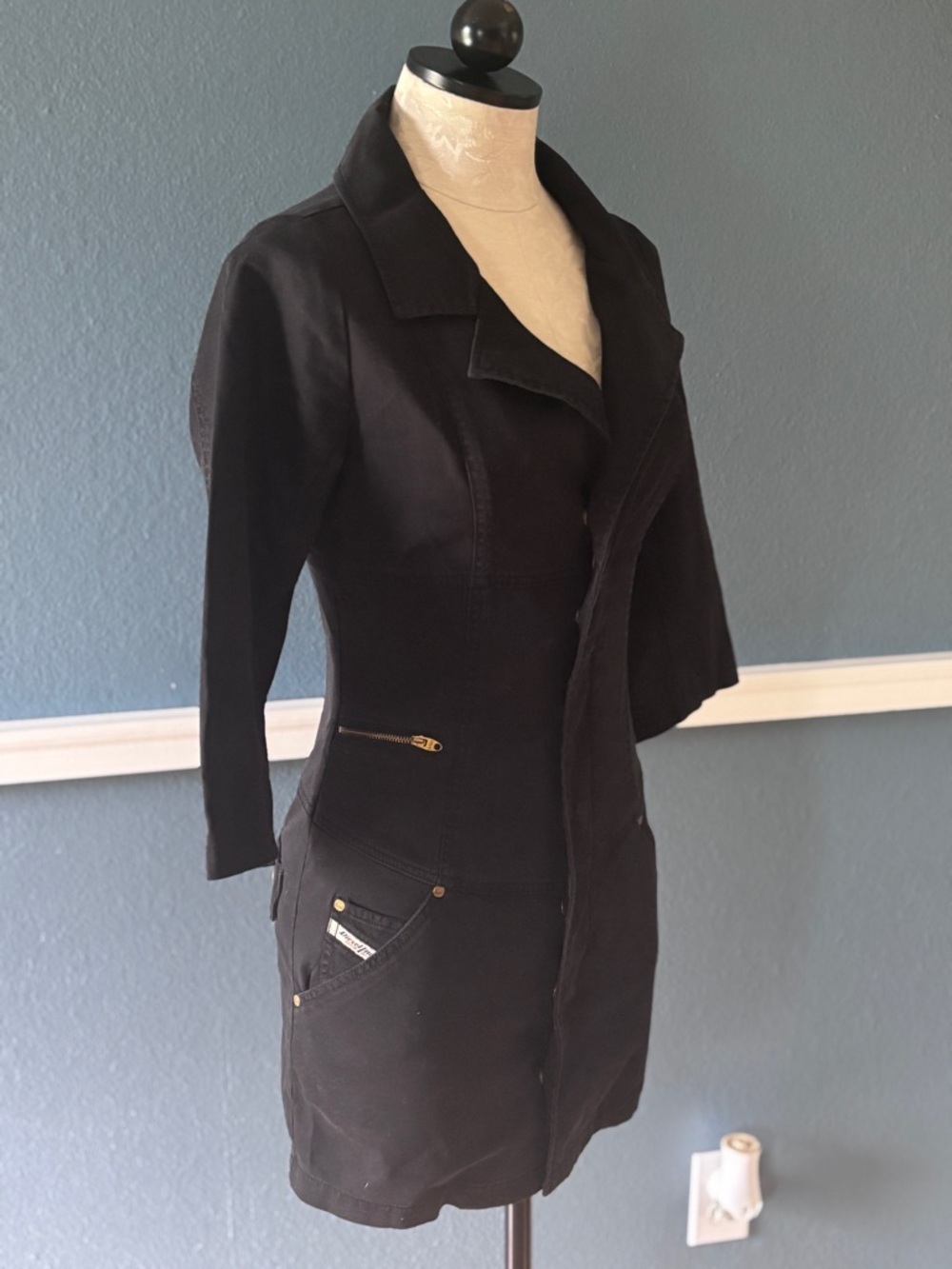 Rare Vintage Y2K Diesel Stretch Denim Mini Dress in XS - Picture 2 of 11